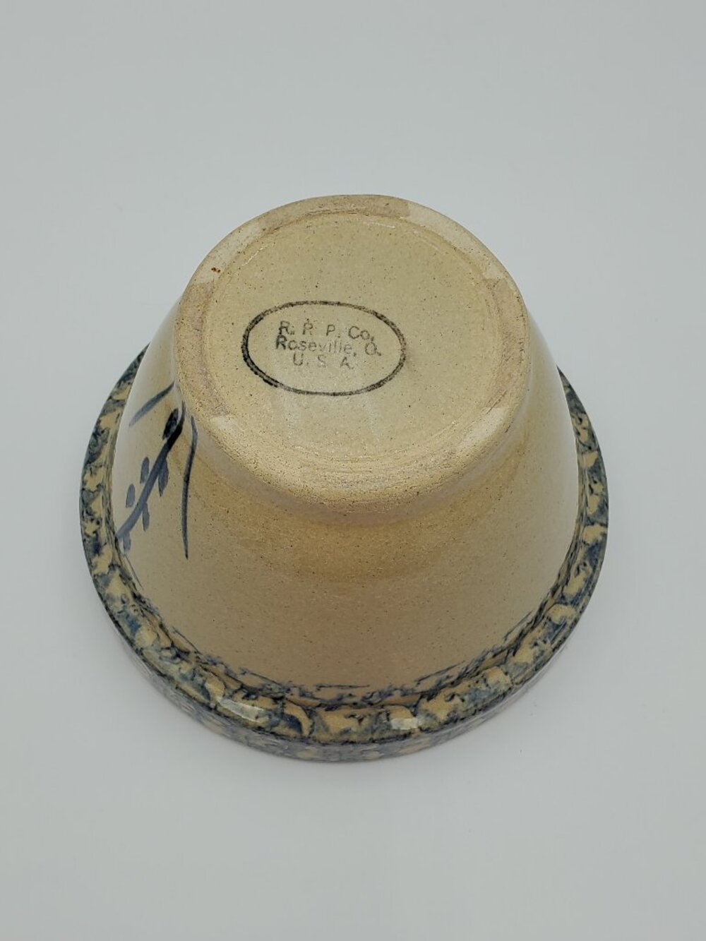 Robinson Ransbottom Blue Wheat 6" Mixing Bowl R. R. P. Co Roseville Sponge Bowl - Picture 4 of 6